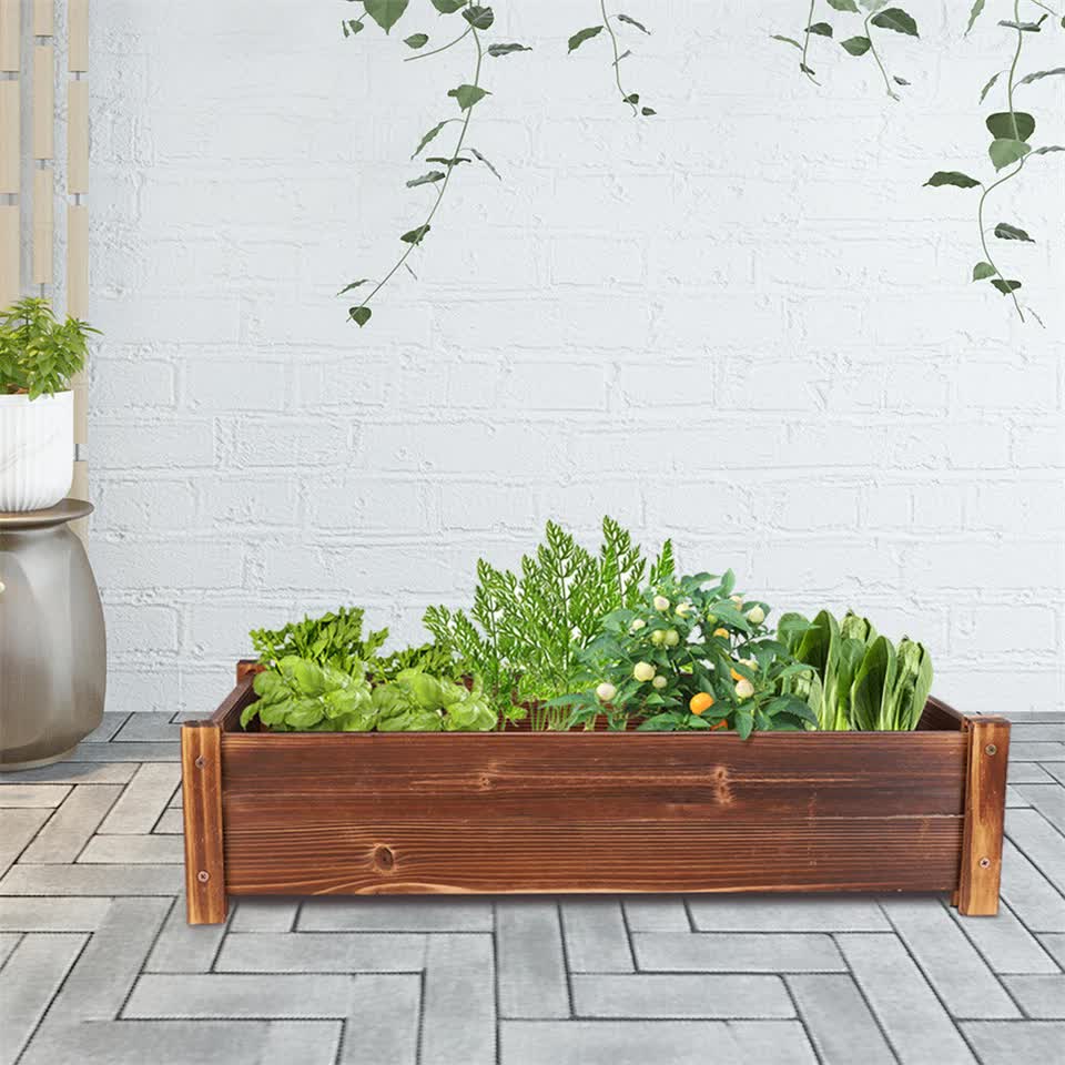 Large Rectangular Wooden Planters Garden Outdoor Flower Plant Herbs Pot Boxes V767-XJJ350