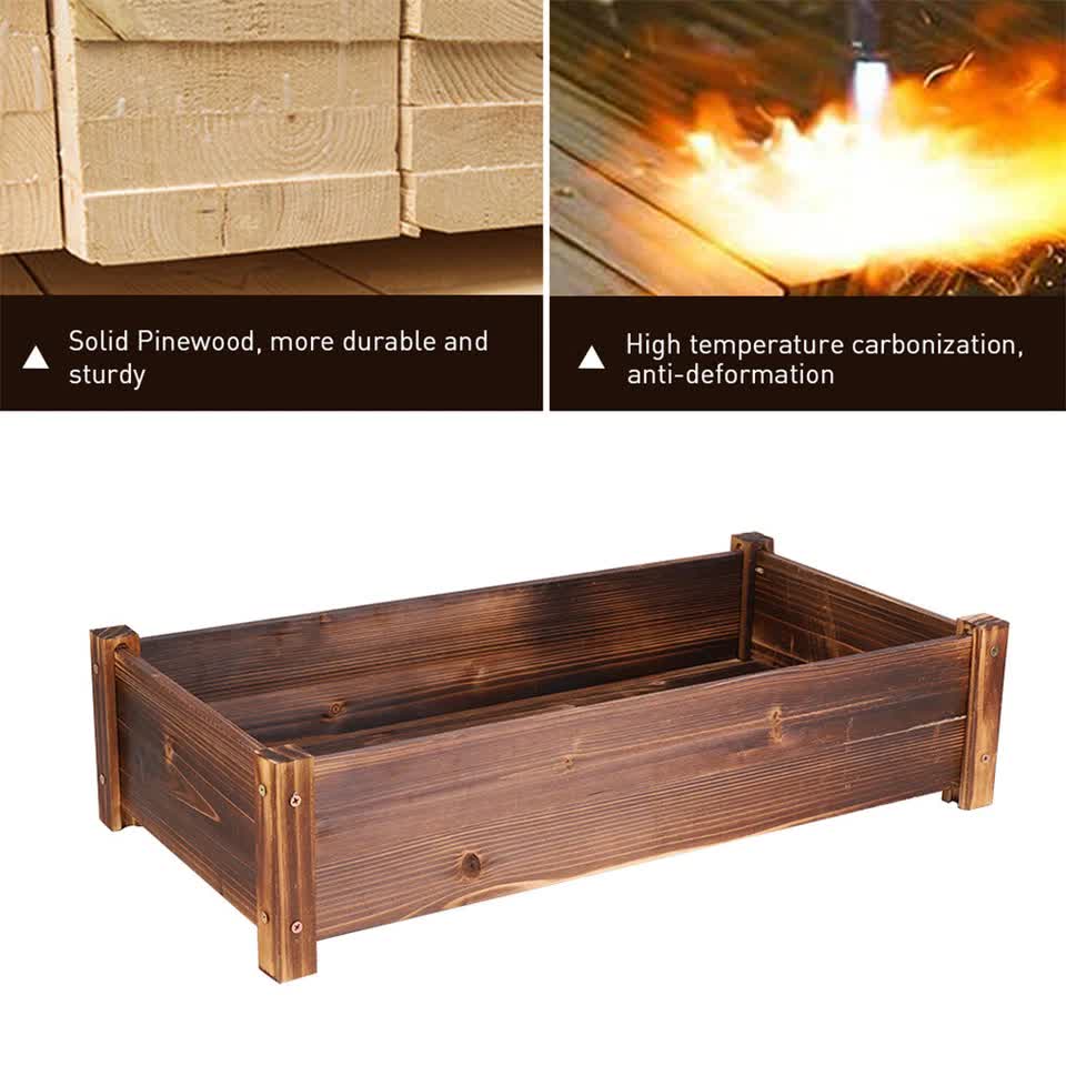 Large Rectangular Wooden Planters Garden Outdoor Flower Plant Herbs Pot Boxes V767-XJJ350