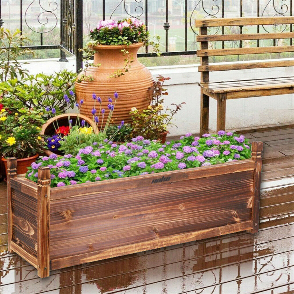 Fin Rot-Resistant Wood Modular Raised Garden Bed Outdoor Elevated Herb Planter Box V767-XJJ372-L