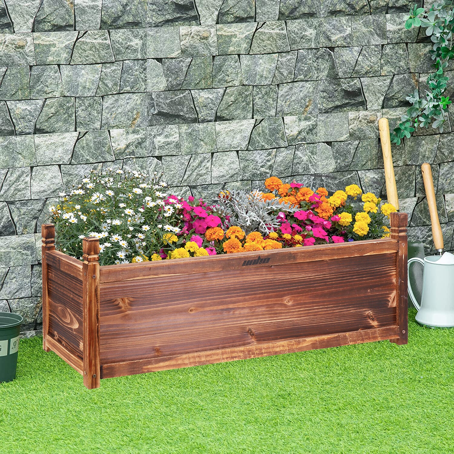 Fin Rot-Resistant Wood Modular Raised Garden Bed Outdoor Elevated Herb Planter Box V767-XJJ372-L