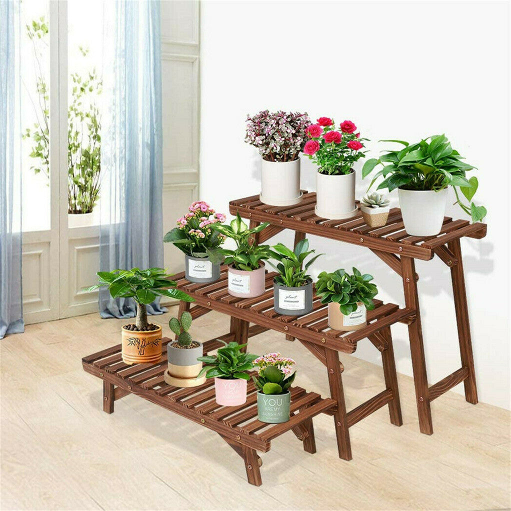 3pcs Plant Stand Flower Step Bench Rack Herb Storage Shelf Garden Indoor Outdoor V767-XJJ375