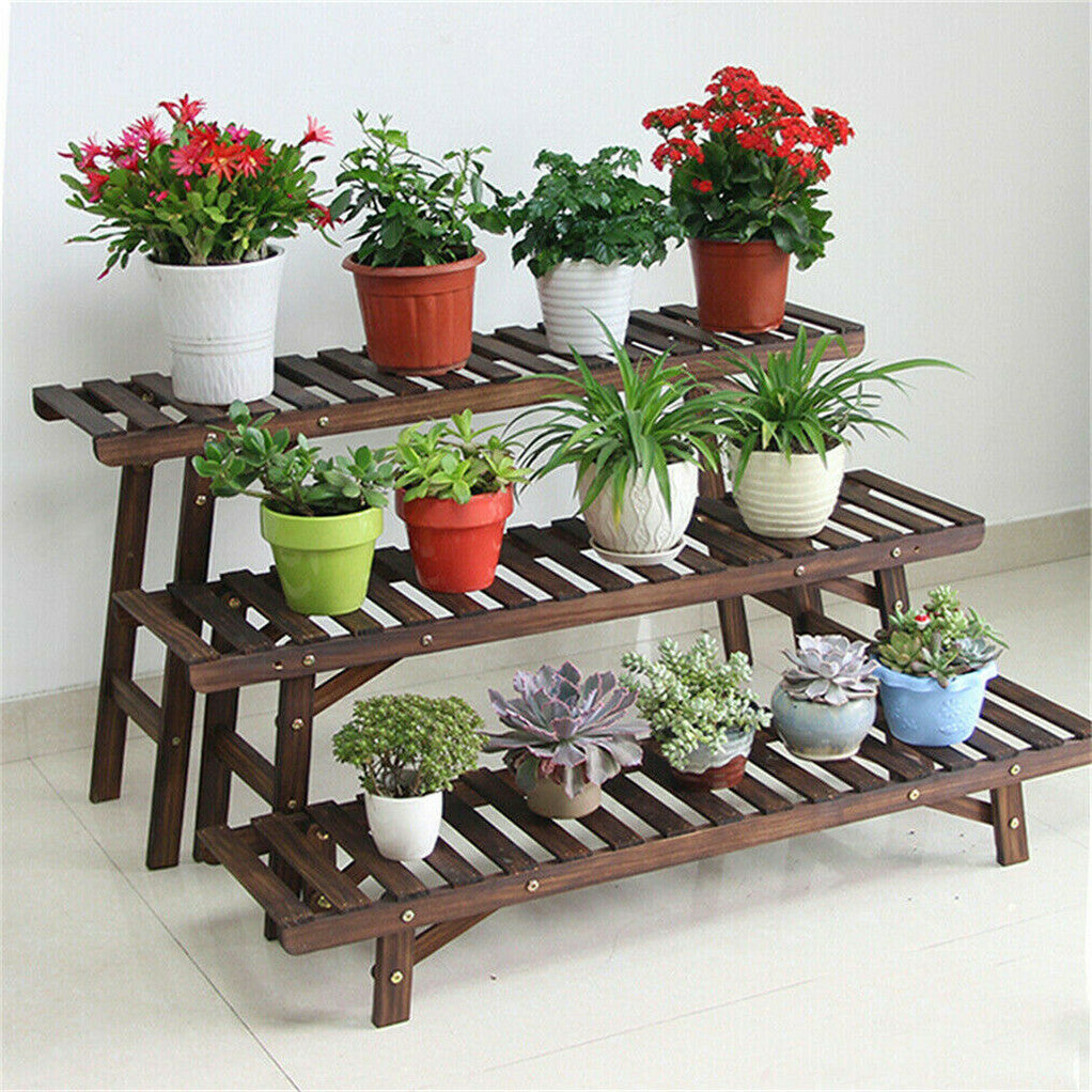 3pcs Plant Stand Flower Step Bench Rack Herb Storage Shelf Garden Indoor Outdoor V767-XJJ375