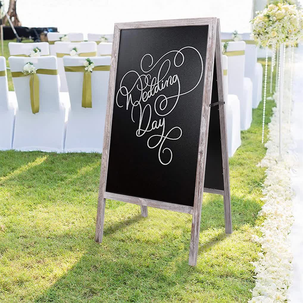 P&P Rustic Wooden Double-Sided Chalkboard Sign for Indoor & Outdoor Use V767-XJJ38-GY-CX-S-V1