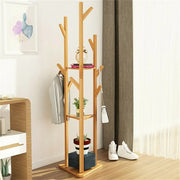 Wooden Coat and Hat Stand with 10 Hooks - Floor Standing Clothes and Umbrella Rack V767-XJJ43-G2