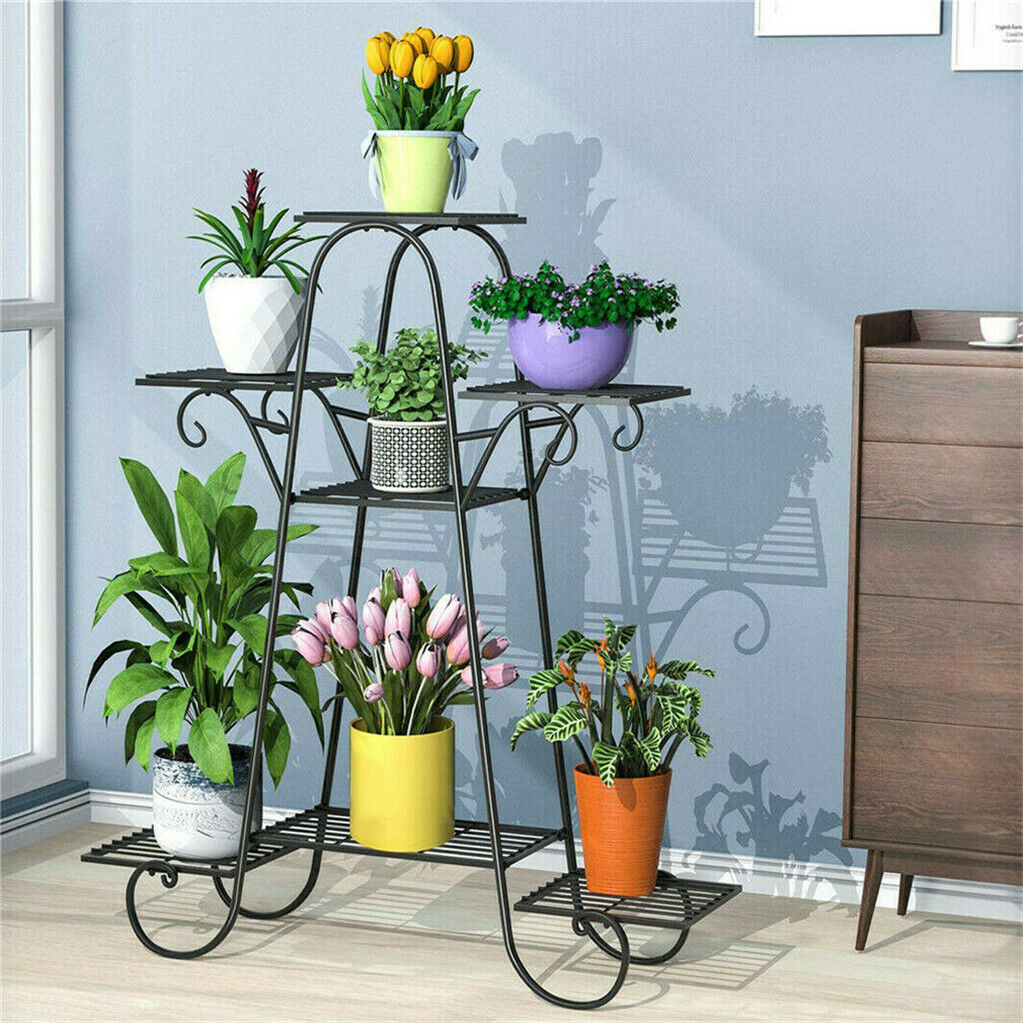 Stable 7 Tier Metal Plant Stand Flower Pot Rack Display Holder Shelf Home Garden V767-XJJ465-G2