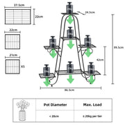 Stable 7 Tier Metal Plant Stand Flower Pot Rack Display Holder Shelf Home Garden V767-XJJ465-G2