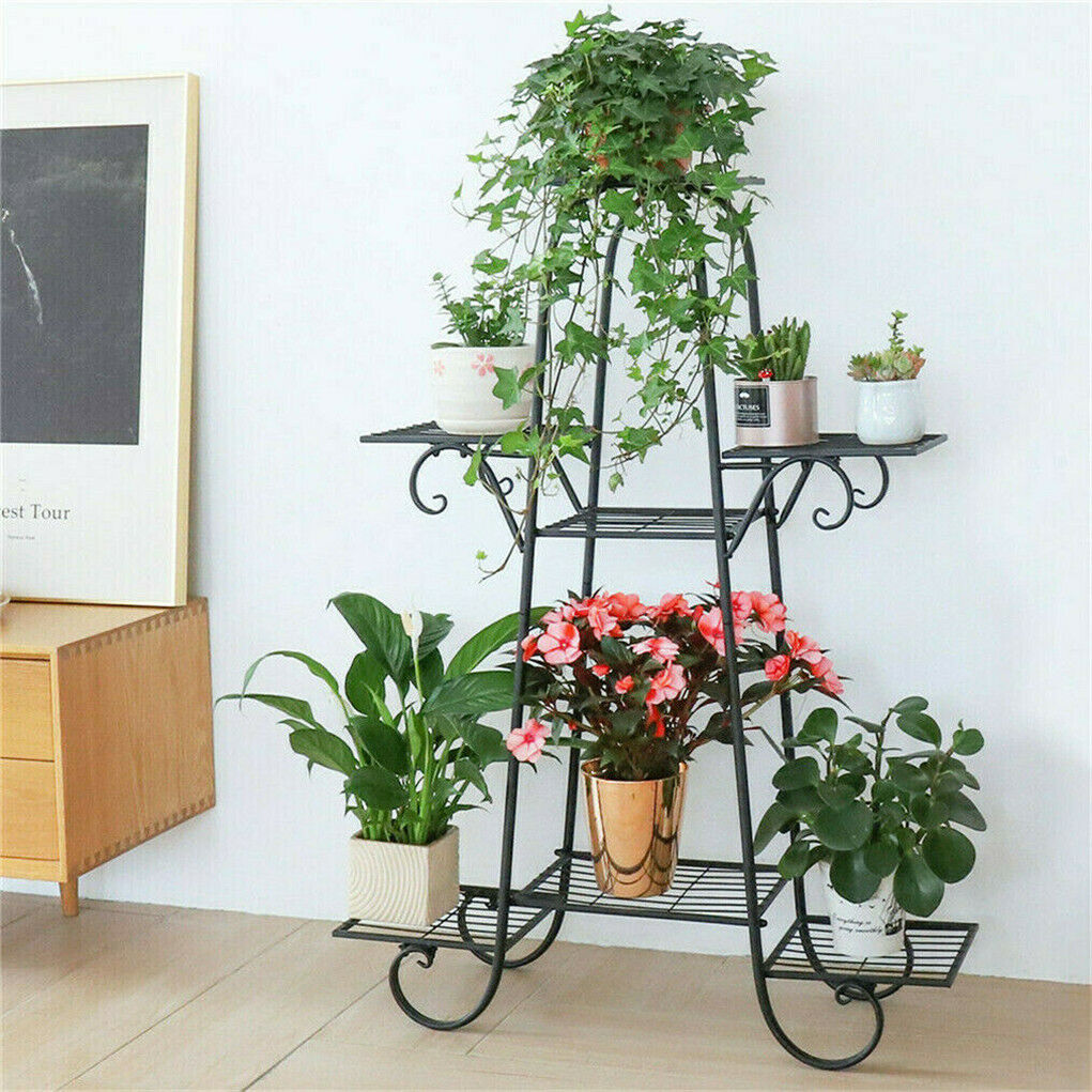 Stable 7 Tier Metal Plant Stand Flower Pot Rack Display Holder Shelf Home Garden V767-XJJ465-G2
