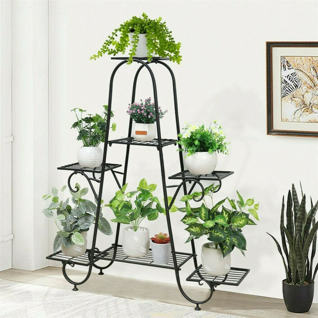 Stable 7 Tier Metal Plant Stand Flower Pot Rack Display Holder Shelf Home Garden V767-XJJ465-G2