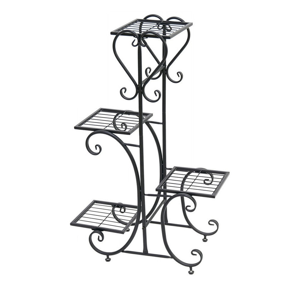 4-Tier Heavy Duty Plant Potted Stand Flower Planters Display Rack Outdoor Indoor V767-XJJ467-BK-G2