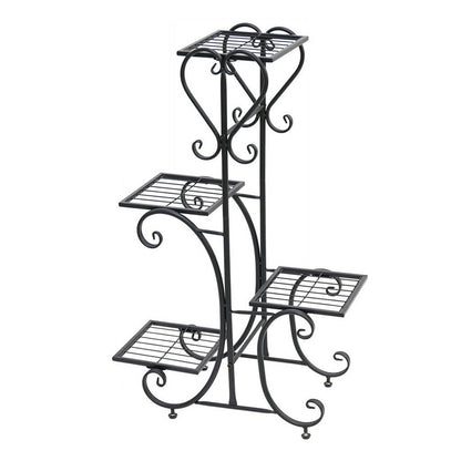 4-Tier Heavy Duty Plant Potted Stand Flower Planters Display Rack Outdoor Indoor V767-XJJ467-BK-G2