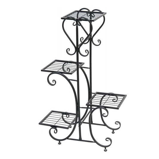 4-Tier Heavy Duty Plant Potted Stand Flower Planters Display Rack Outdoor Indoor V767-XJJ467-BK-G2