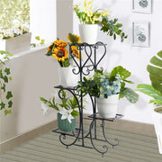 4-Tier Heavy Duty Plant Potted Stand Flower Planters Display Rack Outdoor Indoor V767-XJJ467-BK-G2