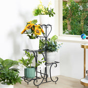 4-Tier Heavy Duty Plant Potted Stand Flower Planters Display Rack Outdoor Indoor V767-XJJ467-BK-G2