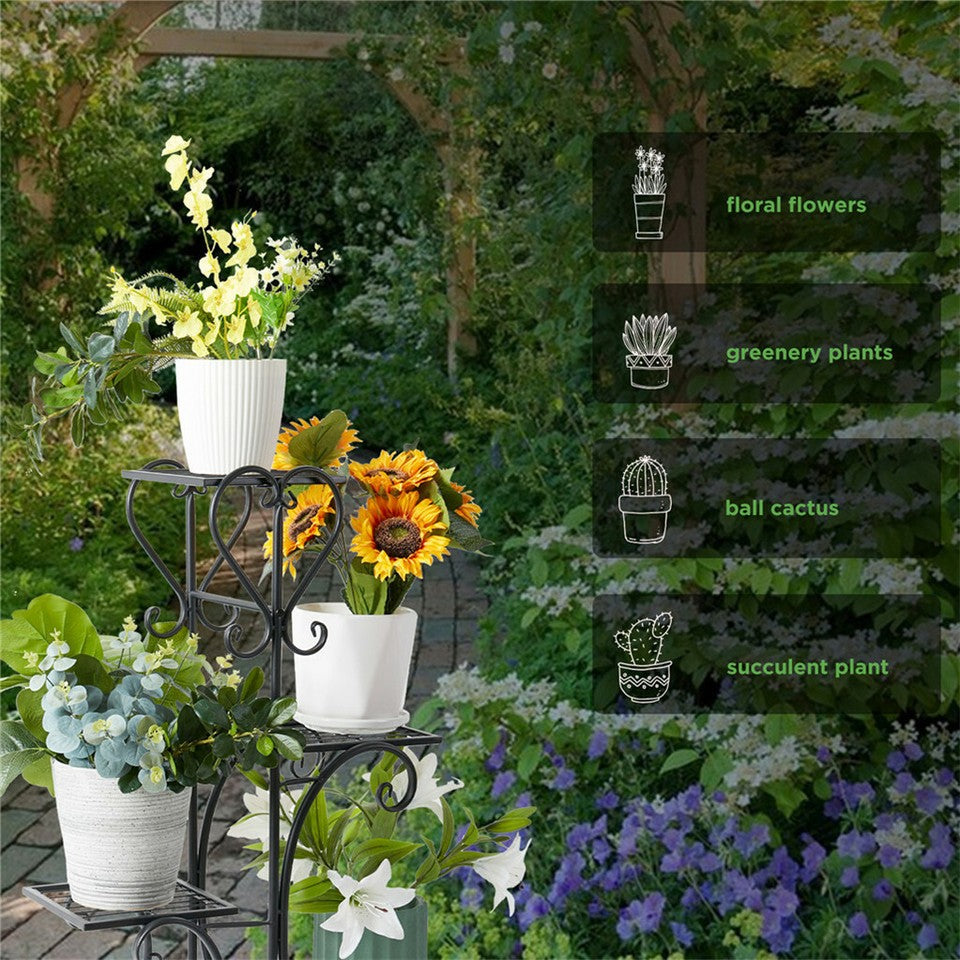 4-Tier Heavy Duty Plant Potted Stand Flower Planters Display Rack Outdoor Indoor V767-XJJ467-BK-G2