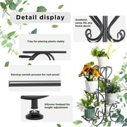 4-Tier Heavy Duty Plant Potted Stand Flower Planters Display Rack Outdoor Indoor V767-XJJ467-BK-G2