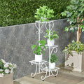 White Practical Plant Stand Wrought Iron Flower Pot Holder Corner Plant Shelf Organize V767-XJJ467-WT-G2