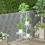 White Practical Plant Stand Wrought Iron Flower Pot Holder Corner Plant Shelf Organize V767-XJJ467-WT-G2