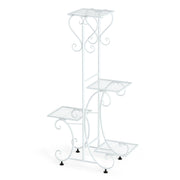 White Practical Plant Stand Wrought Iron Flower Pot Holder Corner Plant Shelf Organize V767-XJJ467-WT-G2