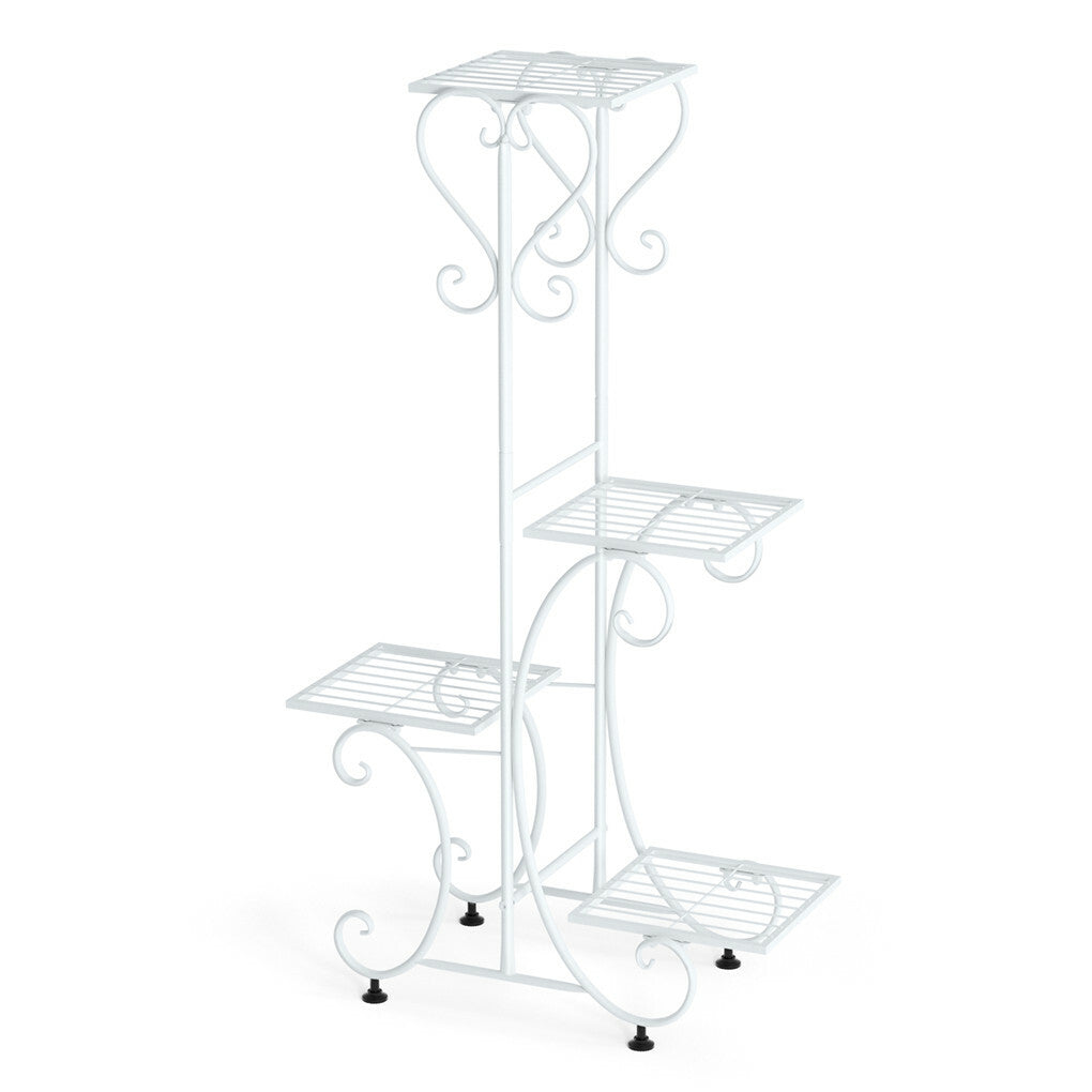White Practical Plant Stand Wrought Iron Flower Pot Holder Corner Plant Shelf Organize V767-XJJ467-WT-G2