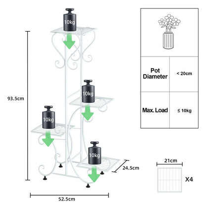 White Practical Plant Stand Wrought Iron Flower Pot Holder Corner Plant Shelf Organize V767-XJJ467-WT-G2