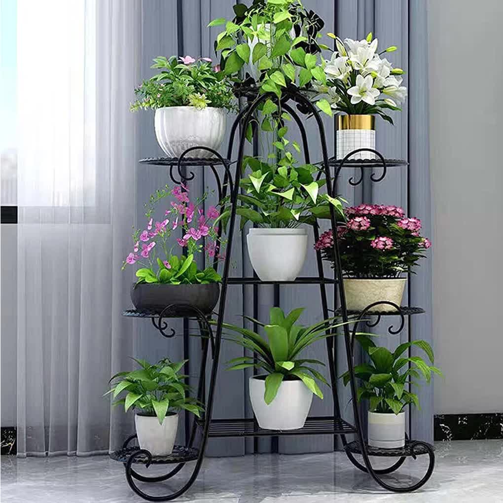 Oversized Metal Plant Stand with 9-Tier Flower Display Shelves V767-XJJ468-G2