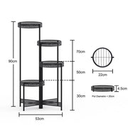 4 Tier Foldable Corner Tall Plant Stand Metal Flower Display Rack Indoor Outdoor V767-XJJ491-L