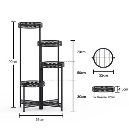4 Tier Foldable Corner Tall Plant Stand Metal Flower Display Rack Indoor Outdoor V767-XJJ491-L