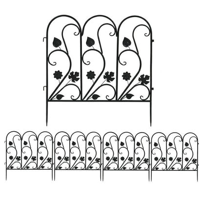 5-Piece Decorative Garden Fence Black Metal Wire Patio V767-XJJ516-BK-G2