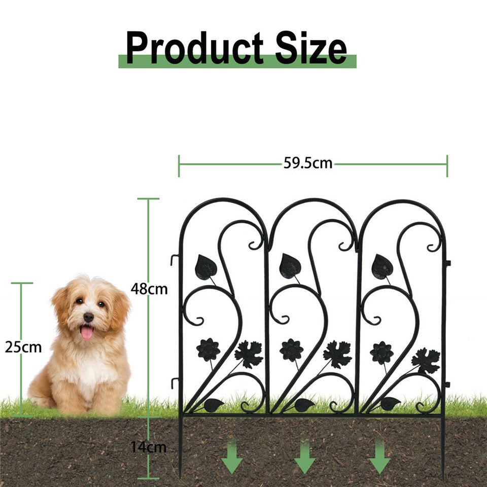 5-Piece Decorative Garden Fence Black Metal Wire Patio V767-XJJ516-BK-G2