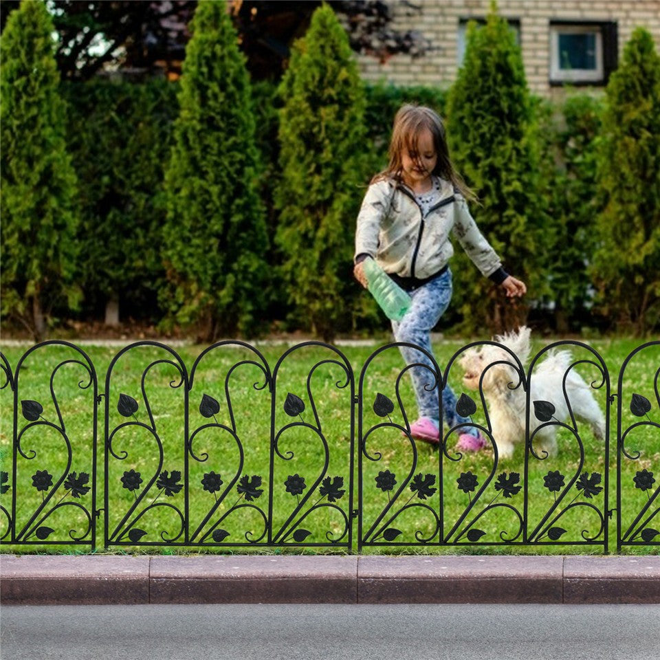 5-Piece Decorative Garden Fence Black Metal Wire Patio V767-XJJ516-BK-G2