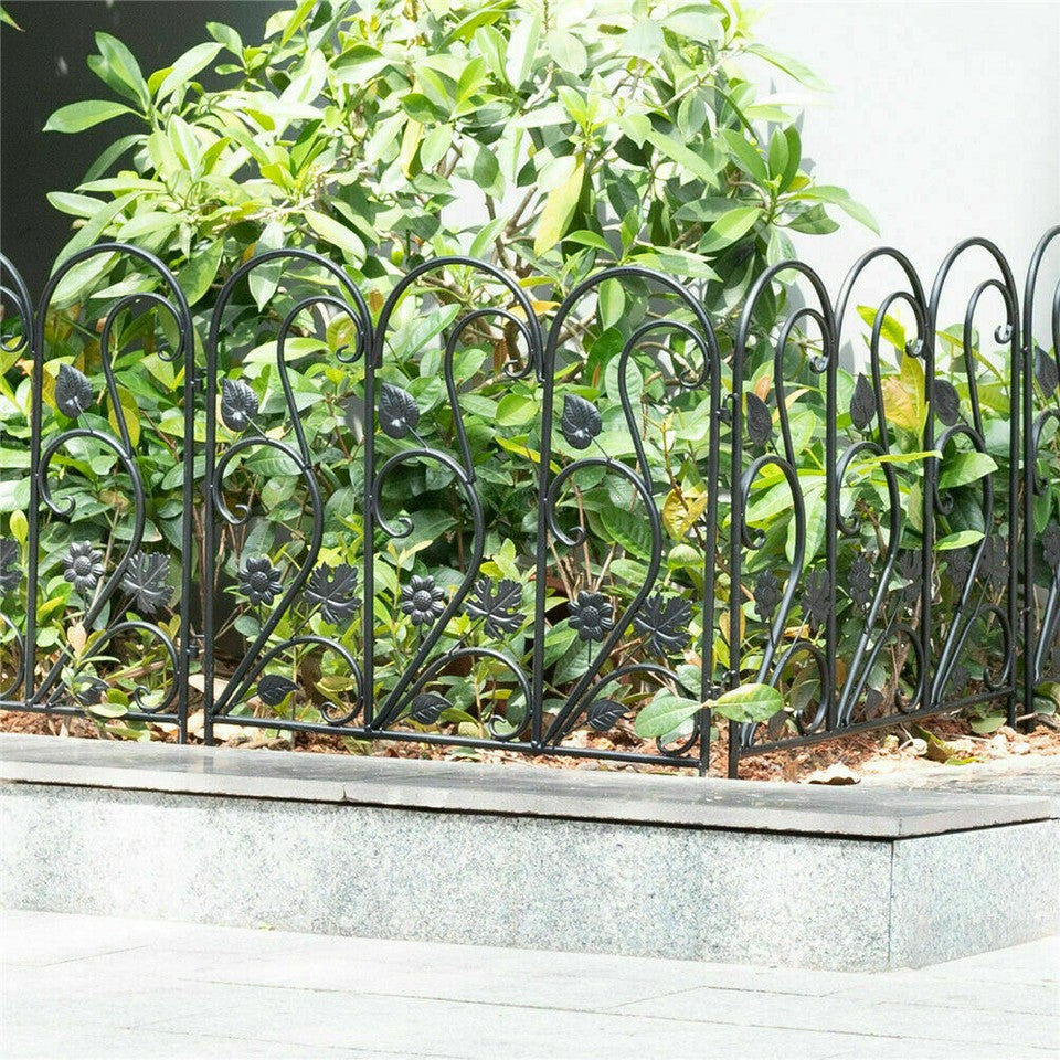 5-Piece Decorative Garden Fence Black Metal Wire Patio V767-XJJ516-BK-G2