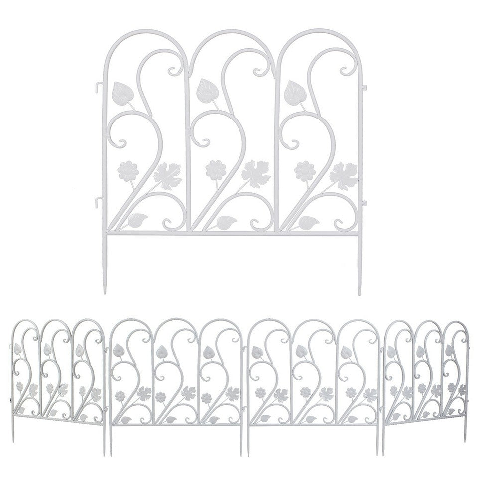 5PCS Decorative Garden Fence Folding Patio Fences Rustproof 59.5x62cm Landscape V767-XJJ516-WT-G2