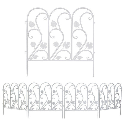 5PCS Decorative Garden Fence Folding Patio Fences Rustproof 59.5x62cm Landscape V767-XJJ516-WT-G2