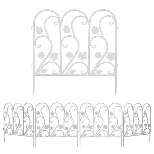 5PCS Decorative Garden Fence Folding Patio Fences Rustproof 59.5x62cm Landscape V767-XJJ516-WT-G2