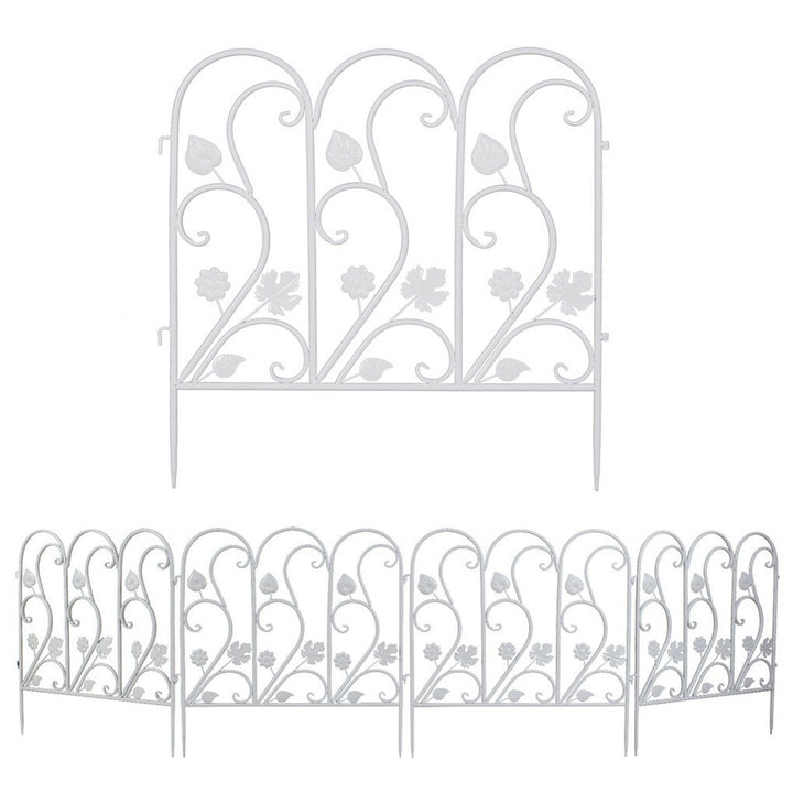 5PCS Decorative Garden Fence Folding Patio Fences Rustproof 59.5x62cm Landscape V767-XJJ516-WT-G2