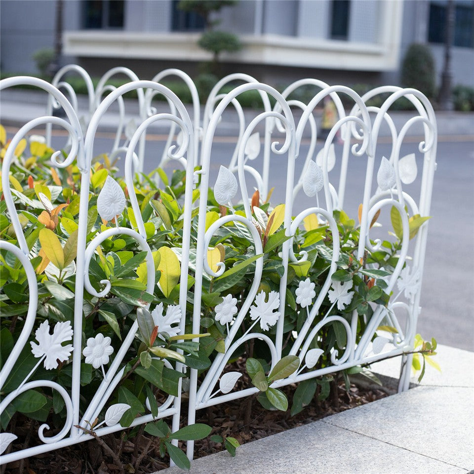5PCS Decorative Garden Fence Folding Patio Fences Rustproof 59.5x62cm Landscape V767-XJJ516-WT-G2