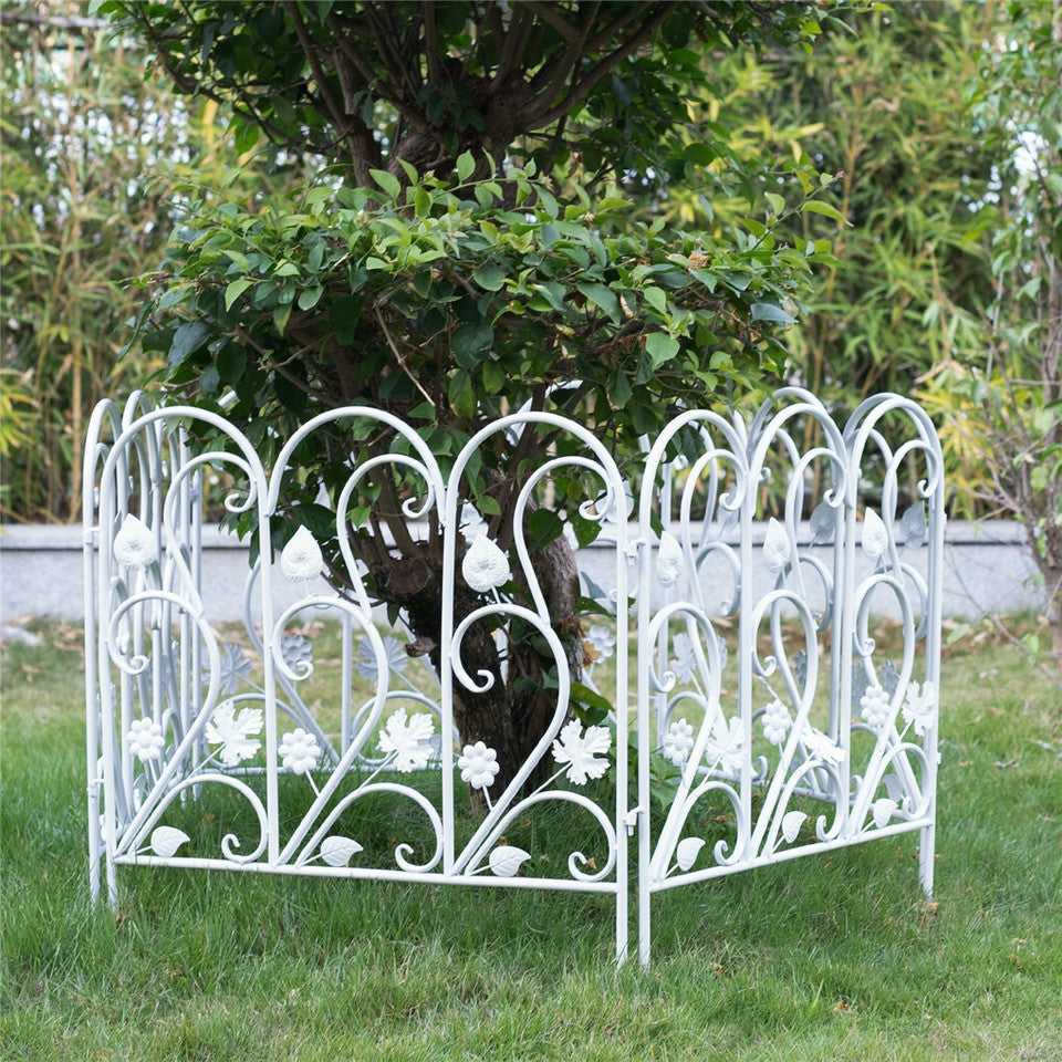 5PCS Decorative Garden Fence Folding Patio Fences Rustproof 59.5x62cm Landscape V767-XJJ516-WT-G2