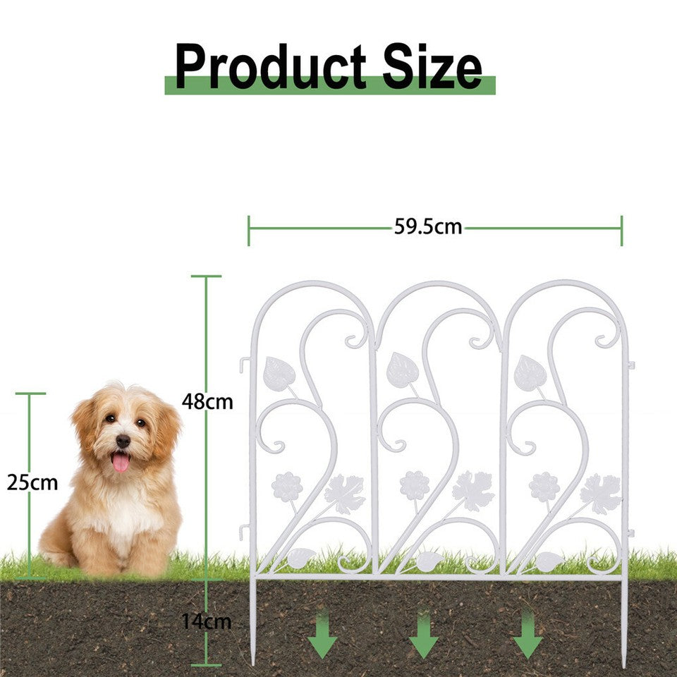 5PCS Decorative Garden Fence Folding Patio Fences Rustproof 59.5x62cm Landscape V767-XJJ516-WT-G2