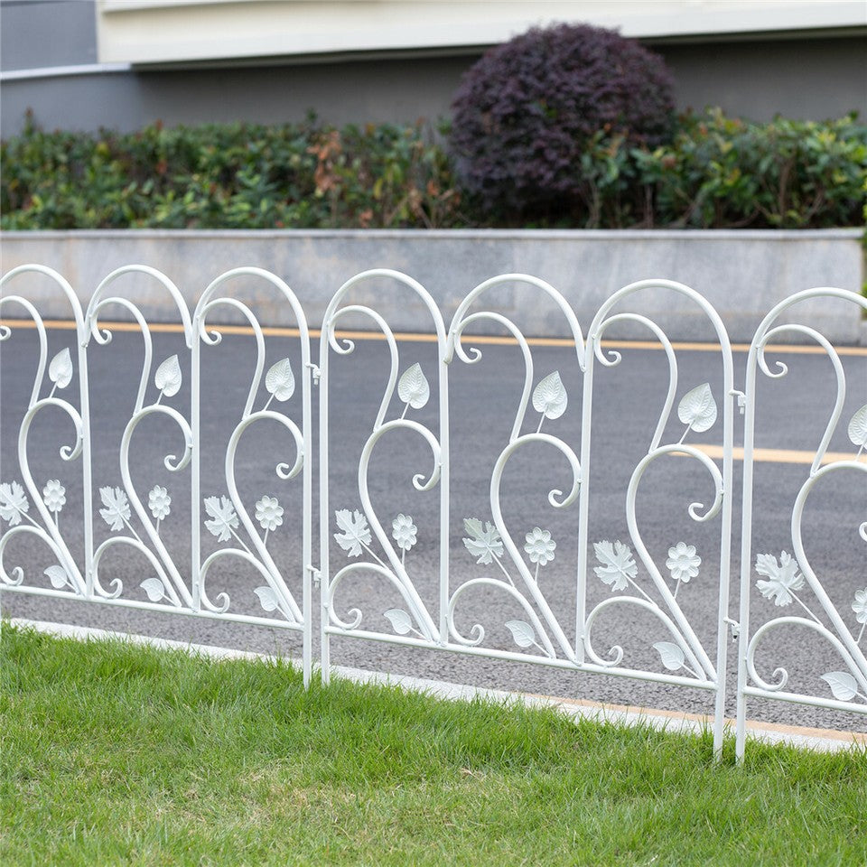 5PCS Decorative Garden Fence Folding Patio Fences Rustproof 59.5x62cm Landscape V767-XJJ516-WT-G2