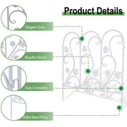 5PCS Decorative Garden Fence Folding Patio Fences Rustproof 59.5x62cm Landscape V767-XJJ516-WT-G2