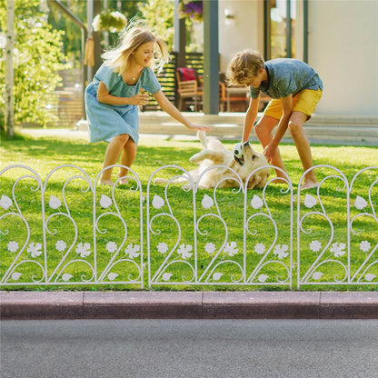 5PCS Decorative Garden Fence Folding Patio Fences Rustproof 59.5x62cm Landscape V767-XJJ516-WT-G2
