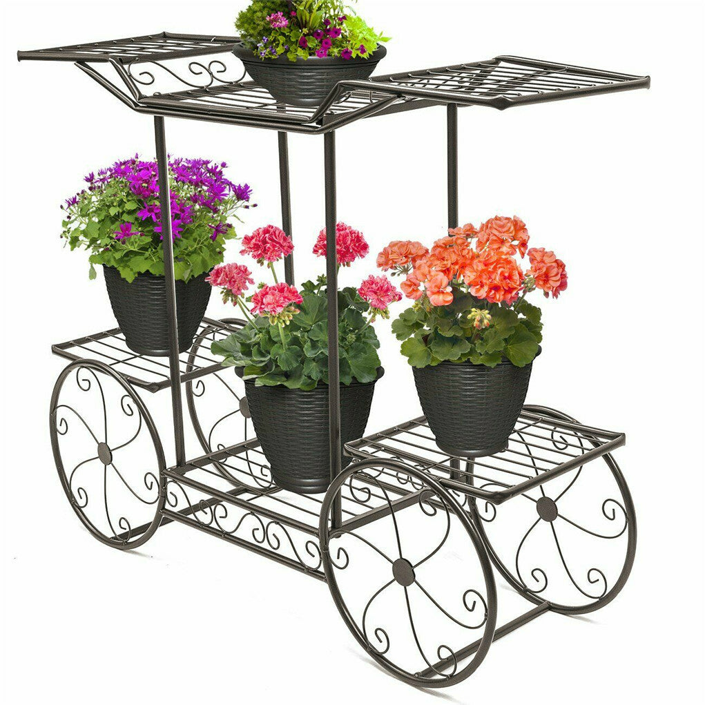 6 Tiers Garden Cart Stand & Flower Pot Plant Holder Display Rack Parisian Style V767-XJJ626-G2