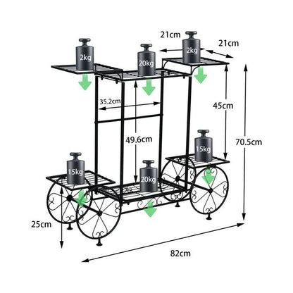 6 Tiers Garden Cart Stand & Flower Pot Plant Holder Display Rack Parisian Style V767-XJJ626-G2