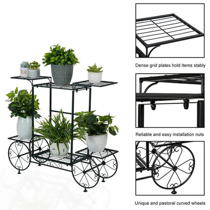 6 Tiers Garden Cart Stand & Flower Pot Plant Holder Display Rack Parisian Style V767-XJJ626-G2