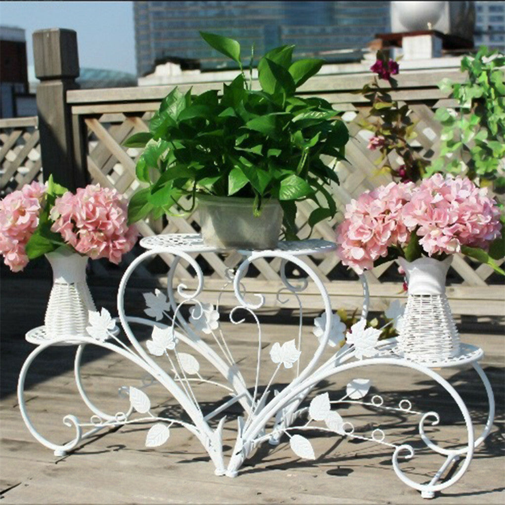Outdoor Indoor Metal Flower Pots Planter Plant Stands Garden Shelf Racks V767-XJJ686-WT