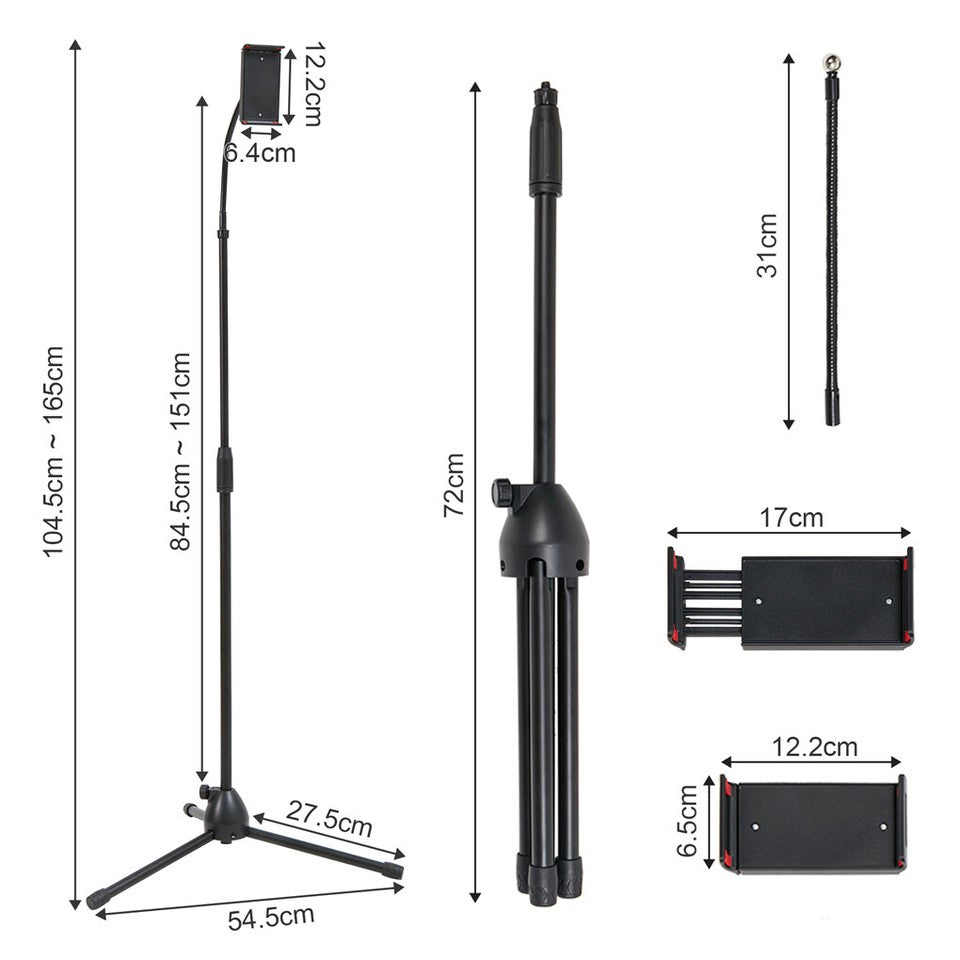 Universal Tripod Floor Stand Holder Adjustable Gooseneck For iPad iPhone Tablet V767-XJJ691-V1