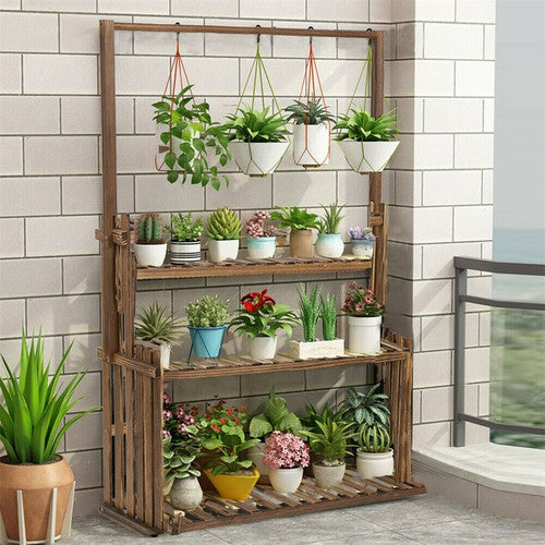 Heavy Duty Hanging Plant Stand with Multiple Pot Shelves V767-XJJ698