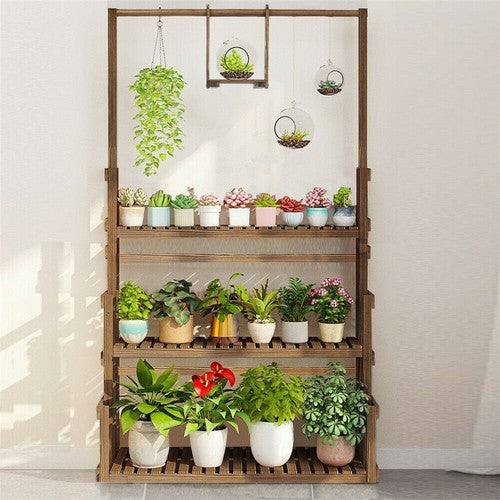 Heavy Duty Hanging Plant Stand with Multiple Pot Shelves V767-XJJ698