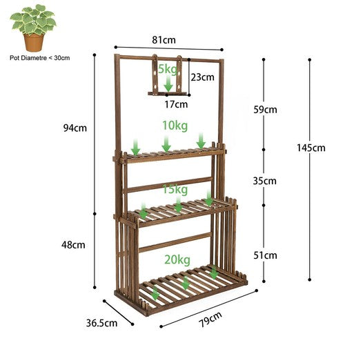 Heavy Duty Hanging Plant Stand with Multiple Pot Shelves V767-XJJ698
