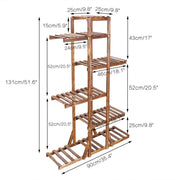 Fin Xxl Carbonized Wood Plant Stand 11 Pots Bonsai Display Shelf Flower Rack Corner V767-XJJ788